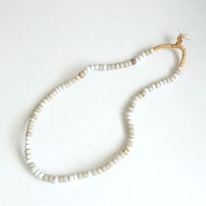 Vintage Unique White Ghana Glass Beaded 13” Necklace